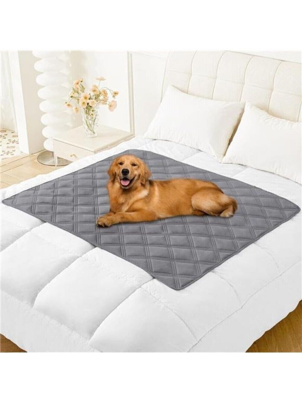 Waterproof Dog Bed Cover Blanket 40x50 Soft Reversible Pet Blanket Gray Comfy NW